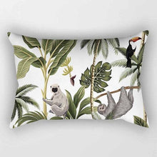 Load image into Gallery viewer, Tropical Plants Flowers Beauty Pattern Pillow Covers Short Plush Tropical Palm Leaves Throw Pillow Cover Summer Exotic Jungle Plant Tropical Palm On The Geometric Cotton LinGEOen Decorative Rectangular Pillowcase Rectangle Small Pillow Cases
