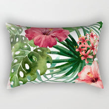 Load image into Gallery viewer, Tropical Plants Flowers Beauty Pattern Pillow Covers Short Plush Tropical Palm Leaves Throw Pillow Cover Summer Exotic Jungle Plant Tropical Palm On The Geometric Cotton LinGEOen Decorative Rectangular Pillowcase Rectangle Small Pillow Cases