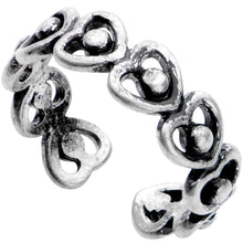 Load image into Gallery viewer, Silver Plated Repeating Heart Wreath Toe Ring