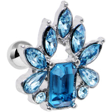 Load image into Gallery viewer, 16G 1/4 Blue Gem Flower Tiara Amulet Cartilage Tragus Earring