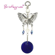 Load image into Gallery viewer, Turkish Blue Evil Eye Rhinestone Butterfly Amulet with Blue Rhinestone Car Charm Rear View Mirror Wall Hanging Protection Lucky Charms Wall Hanging Pendant Protection Home Decor Blessing Gift