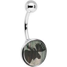 Load image into Gallery viewer, Holiday Rustic Wood Moose Belly Ring