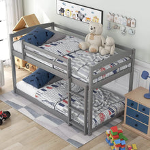 Load image into Gallery viewer, Twin Over Twin Floor Bunk Bed with Ladder