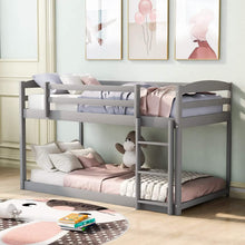 Load image into Gallery viewer, Twin Over Twin Floor Bunk Bed with Ladder