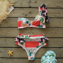Load image into Gallery viewer, Two-Pieces Women Push-Up Padded Bra Ruffles Bandage Bikini Set Swimsuit Women's Bathing Suits Ruffles Flounce Bikini Sets Low Rise Two Piece Swimsuit Swimwear Bathing Suit Beachwear