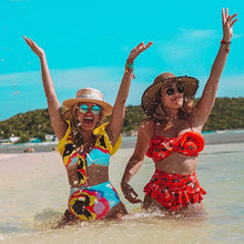 Load image into Gallery viewer, Two-Pieces Women Push-Up Padded Bra Ruffles Bandage Bikini Set Swimsuit Women's Bathing Suits Ruffles Flounce Bikini Sets Low Rise Two Piece Swimsuit Swimwear Bathing Suit Beachwear