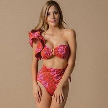 Load image into Gallery viewer, Two-Pieces Women Push-Up Padded Bra Ruffles Bandage Bikini Set Swimsuit Women's Bathing Suits Ruffles Flounce Bikini Sets Low Rise Two Piece Swimsuit Swimwear Bathing Suit Beachwear