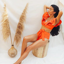 Load image into Gallery viewer, Two-Pieces Women Push-Up Padded Bra Ruffles Bandage Bikini Set Swimsuit Women's Bathing Suits Ruffles Flounce Bikini Sets Low Rise Two Piece Swimsuit Swimwear Bathing Suit Beachwear