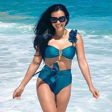 Load image into Gallery viewer, Two-Pieces Women Push-Up Padded Bra Ruffles Bandage Bikini Set Swimsuit Women's Bathing Suits Ruffles Flounce Bikini Sets Low Rise Two Piece Swimsuit Swimwear Bathing Suit Beachwear