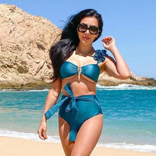 Load image into Gallery viewer, Two-Pieces Women Push-Up Padded Bra Ruffles Bandage Bikini Set Swimsuit Women's Bathing Suits Ruffles Flounce Bikini Sets Low Rise Two Piece Swimsuit Swimwear Bathing Suit Beachwear