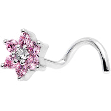 Load image into Gallery viewer, 18G 1/4 Pink and Clear CZ Gem Flower Left Nose Screw