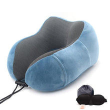 Load image into Gallery viewer, U-Shape Travel Pillow Pure Memory Foam Neck Pillow for Airplane Office Nap Cervical Pillows Flight Sleeping Head Neck Support Memory Cotton Neck Pillow Cervical Vertebra Travel Portable Noon Break Aircraft Neck Pillow For Traveling