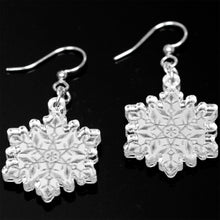 Load image into Gallery viewer, Winter Snowflake Fishhook Dangle Earrings