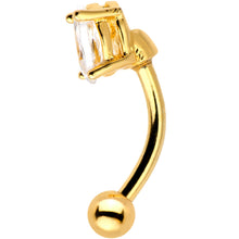 Load image into Gallery viewer, 5/16 Clear CZ Gem Gold Plated Big Bling Curved Eyebrow Ring