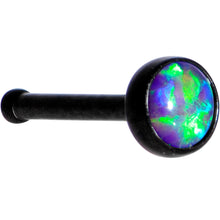 Load image into Gallery viewer, Purple 3mm Synthetic Opal Inlay Black Anodized Nose Bone