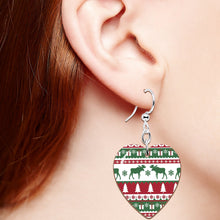 Load image into Gallery viewer, Ugly Christmas Sweater Heart Fishhook Dangle Earrings