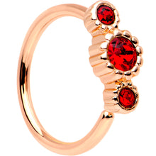 Load image into Gallery viewer, 20G Red CZ Gem Rose Gold IP Triplet Seamless Circular Ring