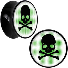 Load image into Gallery viewer, Black Acrylic Green Black Skull Saddle Plug Set 20mm