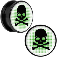 Load image into Gallery viewer, Green Black Skull Black Anodized Screw Fit Plug Set 20mm