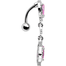 Load image into Gallery viewer, Pink Gem Twin Top Mount Dangle Belly Ring