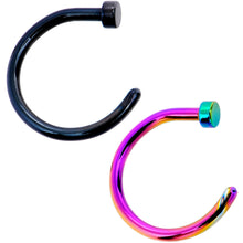 Load image into Gallery viewer, 18G 5/16 Pack Set of 5 Assorted Stainless Steel Nose Hoop Rings
