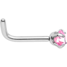 Load image into Gallery viewer, 18G 1/4 Pink 3mm CZ Gem Steel L-Shape Nose Ring
