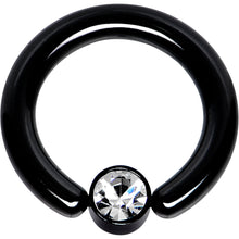Load image into Gallery viewer, 8G 1/2 Clear Gem 5mm Disc Black BCR Captive Ring
