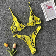 Load image into Gallery viewer, Underwired Bikini Female Swimsuit Women Swimwear Two-Piece V Shape Wire Bikini Set Bather Bathing Suit Women Micro Bikini Set Shiny Metallic 2 Piece Swimsuit Push Up Underwire Swimwear Bathing Suit