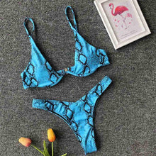 Load image into Gallery viewer, Underwired Bikini Female Swimsuit Women Swimwear Two-Piece V Shape Wire Bikini Set Bather Bathing Suit Women Micro Bikini Set Shiny Metallic 2 Piece Swimsuit Push Up Underwire Swimwear Bathing Suit