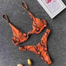 Load image into Gallery viewer, Underwired Bikini Female Swimsuit Women Swimwear Two-Piece V Shape Wire Bikini Set Bather Bathing Suit Women Micro Bikini Set Shiny Metallic 2 Piece Swimsuit Push Up Underwire Swimwear Bathing Suit