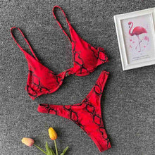 Load image into Gallery viewer, Underwired Bikini Female Swimsuit Women Swimwear Two-Piece V Shape Wire Bikini Set Bather Bathing Suit Women Micro Bikini Set Shiny Metallic 2 Piece Swimsuit Push Up Underwire Swimwear Bathing Suit