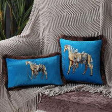 Load image into Gallery viewer, Unique Designed European American Luxury Printed Polyester Cushion Cover Horse printed Lumbar Cover Tassel Edge Modern Throw Pillow Covers Square Decorative Set Cushion Covers For Home Bed Couch Sofa Bench
