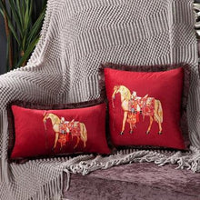 Load image into Gallery viewer, Unique Designed European American Luxury Printed Polyester Cushion Cover Horse printed Lumbar Cover Tassel Edge Modern Throw Pillow Covers Square Decorative Set Cushion Covers For Home Bed Couch Sofa Bench