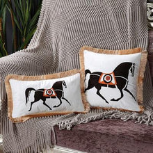 Load image into Gallery viewer, Unique Designed European American Luxury Printed Polyester Cushion Cover Horse printed Lumbar Cover Tassel Edge Modern Throw Pillow Covers Square Decorative Set Cushion Covers For Home Bed Couch Sofa Bench