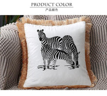 Load image into Gallery viewer, Unique Designed European American Luxury Printed Polyester Cushion Cover Horse printed Lumbar Cover Tassel Edge Modern Throw Pillow Covers Square Decorative Set Cushion Covers For Home Bed Couch Sofa Bench