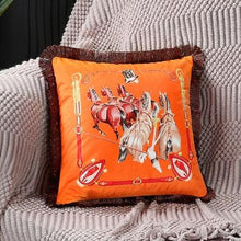 Load image into Gallery viewer, Unique Designed European American Luxury Printed Polyester Cushion Cover Horse printed Lumbar Cover Tassel Edge Modern Throw Pillow Covers Square Decorative Set Cushion Covers For Home Bed Couch Sofa Bench