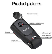 Load image into Gallery viewer, Unique Mini Wireless Earphone Retractable Portable Bluetooth Headset Calls Remind Vibration Sport Run Gamer Headphone Portable Design Comfortable HI-FI Stereo Earphones Noise Cancelling Bluetooth Earpiece