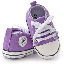 Load image into Gallery viewer, Unisex High Top Sneaker Soft Anti-Slip Sole Newborn Infant Denim Shoes