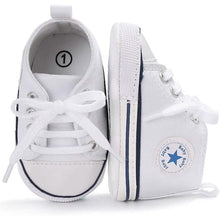 Load image into Gallery viewer, Unisex High Top Sneaker Soft Anti-Slip Sole Newborn Infant Denim Shoes