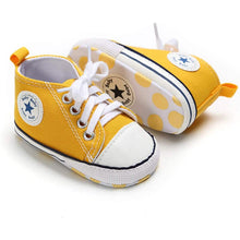 Load image into Gallery viewer, Unisex High Top Sneaker Soft Anti-Slip Sole Newborn Infant Denim Shoes