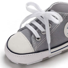 Load image into Gallery viewer, Unisex High Top Sneaker Soft Anti-Slip Sole Newborn Infant Denim Shoes