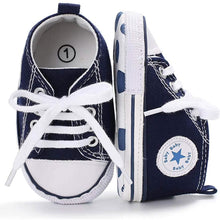 Load image into Gallery viewer, Unisex High Top Sneaker Soft Anti-Slip Sole Newborn Infant Denim Shoes
