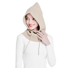 Load image into Gallery viewer, Unisex Knit Scarf Hood Hat Winter Women Cashmere Beanie Bonnet Lady Wool Neck Protect Balaclava Skellies Men Hooded Fashion Balaclava Shawl Women Winter Hat Soft Knitted Hooded Neck Collar Cap Beanie Hat Warm Scarf Unisex Bonnet Hooded Sc
