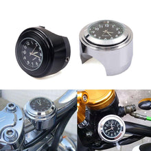 Load image into Gallery viewer, Universal 7/8" Waterproof Chrome Motorcycle Bike Handlebar Mount Quartz Clock Motorcycle Handlebar Clock, Motorcycle Modification Handlebar Mount Waterproof Quartz Clock Watch Accessories Watch Aluminum Luminous Clock Moto Black