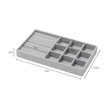 Load image into Gallery viewer, Upgrade Velvet Jewelry Storage Box Necklace Stackable Display Tray Bracelet Earring Organizers Handicrafts Drawer Box Grey Stackable Jewelry Inserts Compartments Velvet Display Storage Box for Necklace