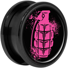 Load image into Gallery viewer, Pink Grenade Black Anodized Screw Fit Plug Set 20mm