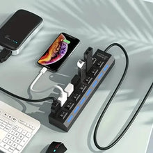 Load image into Gallery viewer, USB 2.0 Adapter Hub Power On/ Off Switch For PC Laptop Computer