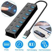 Load image into Gallery viewer, USB 3.0 HUB 7 Ports High Speed 5Gbps USB Splitter