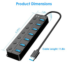 Load image into Gallery viewer, USB 3.0 HUB 7 Ports High Speed 5Gbps USB Splitter