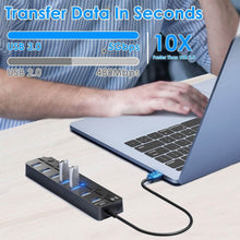 Load image into Gallery viewer, USB 3.0 HUB 7 Ports High Speed 5Gbps USB Splitter